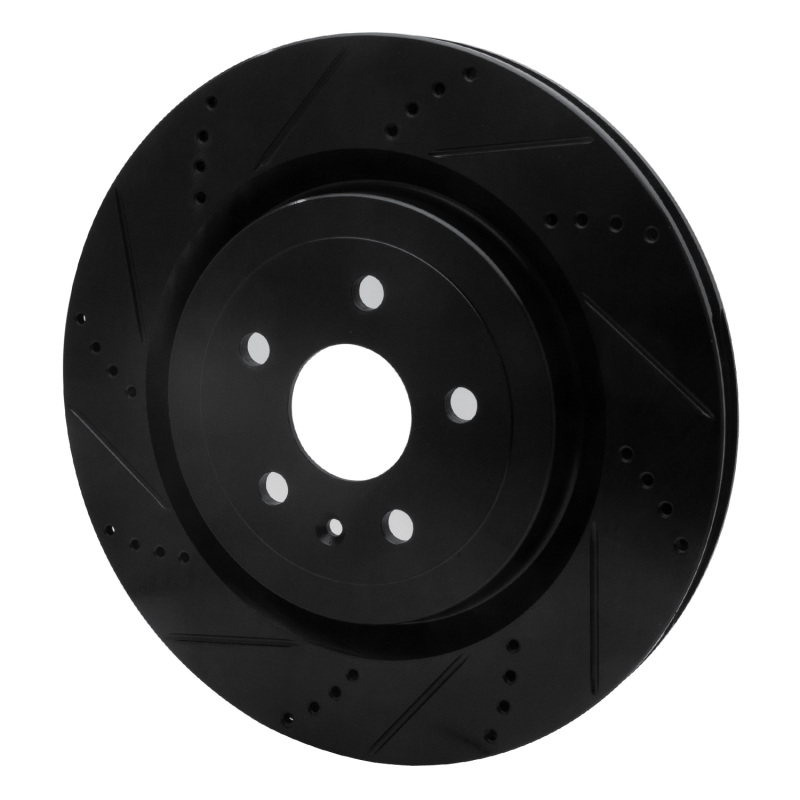 Cadillac CTS Brake Rotor (1) - Rear Left - R1 Concepts - Drilled & Slotted - Black - `09-`24